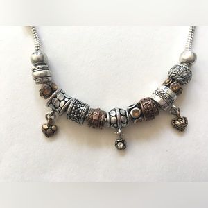 Silver & Bronze Tone Bracelet with Charms